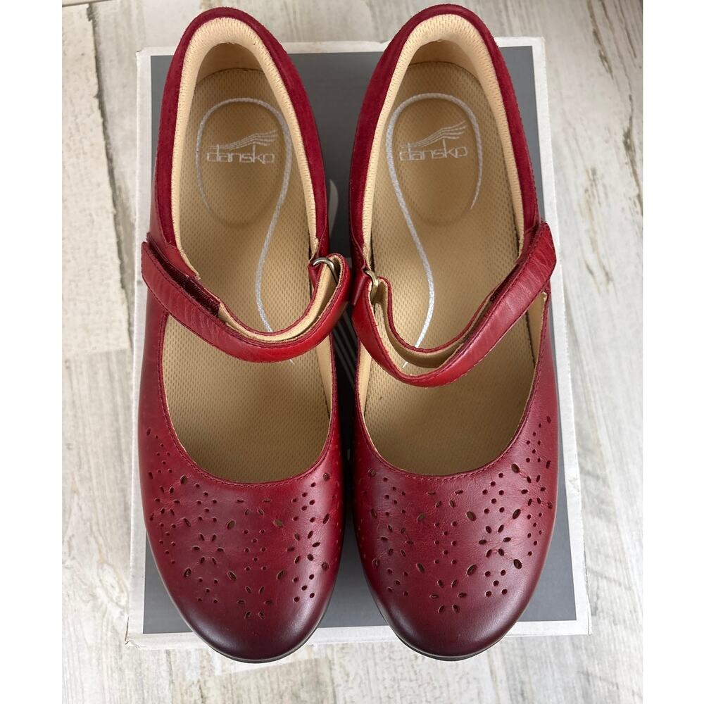 Dansko Womens 40W Stacy Red Leather Slip On Shoes Comfort Casual NWT - Picture 5 of 11